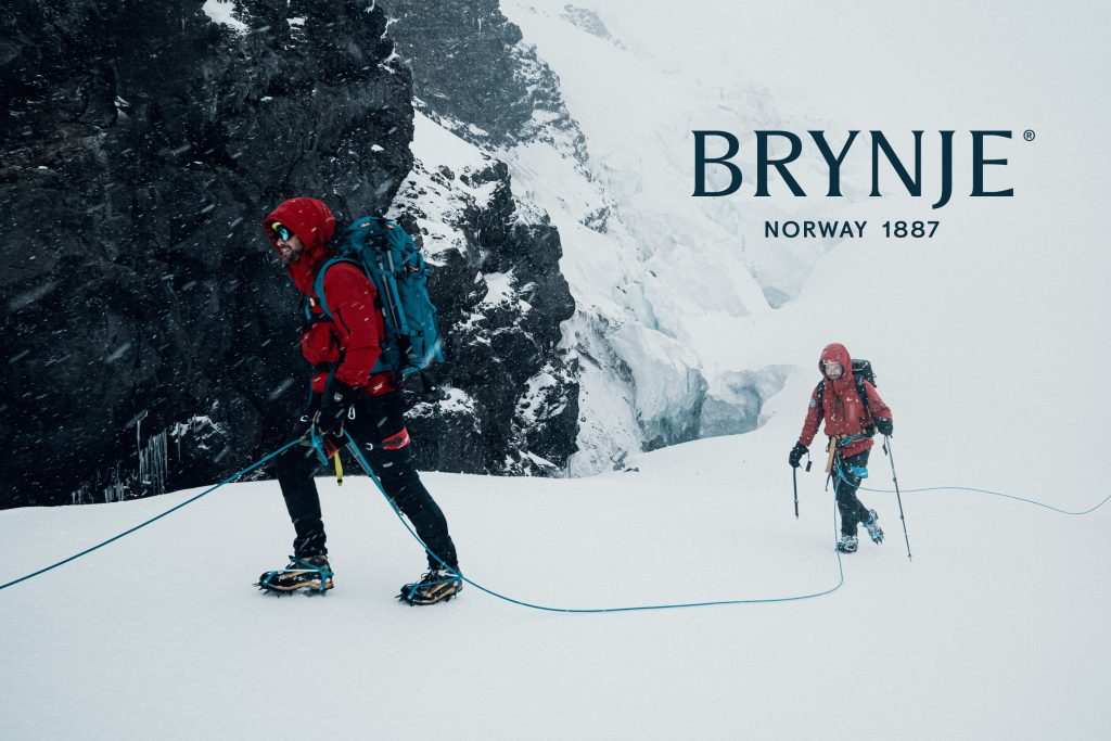 Brynje-logo med vinter- og fjellmotiv