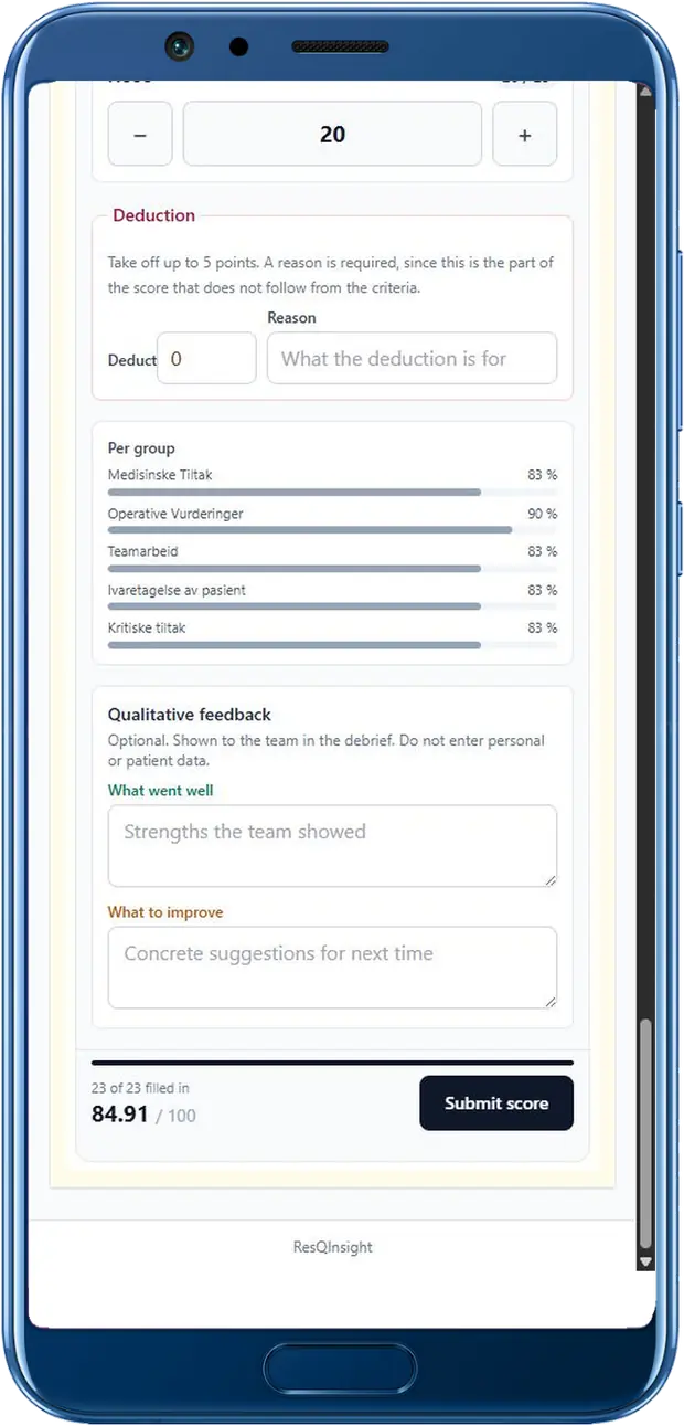 Breakdown per group and feedback to the team in ResQInsight