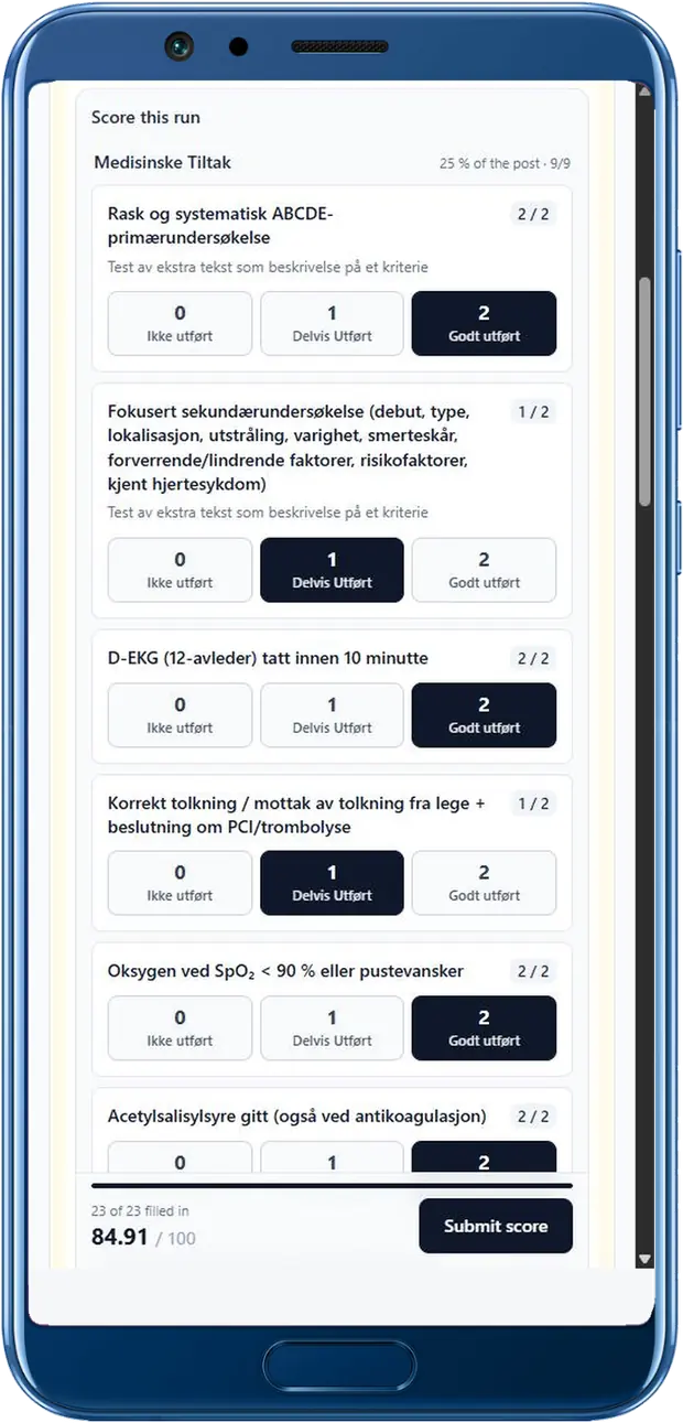 ResQInsight judging form on a phone