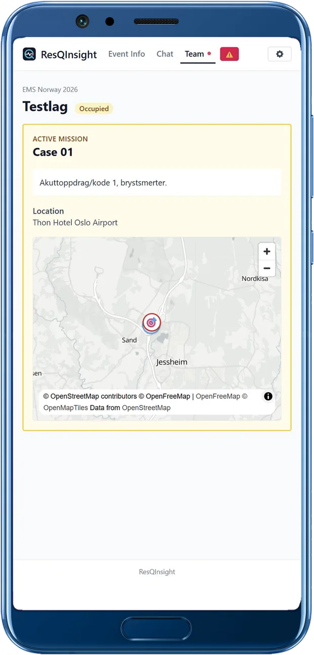 Active mission for the team in ResQInsight