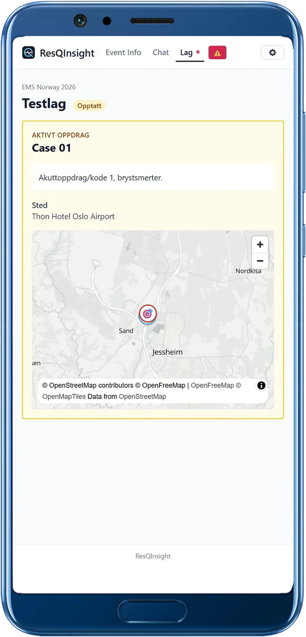 Aktivt oppdrag for laget i ResQInsight